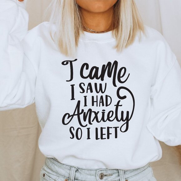 Anxious Slouchy Sweatshirt, Anxiety Shirt, Top, S-5X, Oversized Sweatshirt, Grap - Picture 1 of 3
